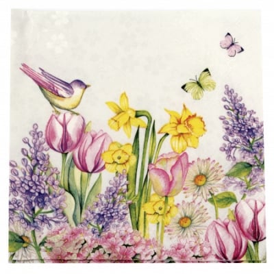 Салфетка за декупаж Ambiente 33x33см трипластова Blooming Garden White -1 брой