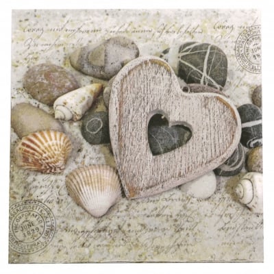 Салфетка за декупаж Ambiente 33x33см трипластова Hearts And Stones -1 брой