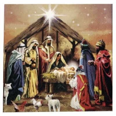 Салфетка за декупаж Ambiente 33x33 см трипластова Nativity Collage -1 брой