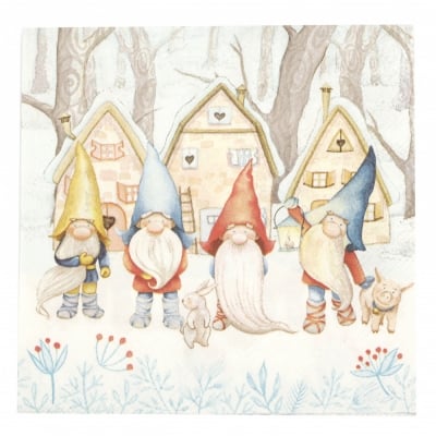 Салфетка за декупаж Ambiente 33x33 см трипластова Gnomes -1 брой