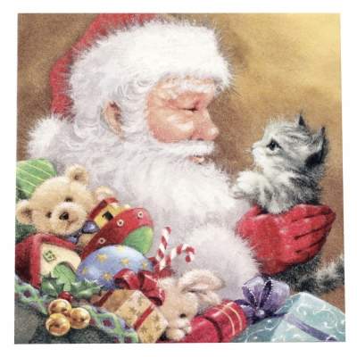 Салфетка ti-flair 33x33см трипластова Santa with Kitten -1 брой