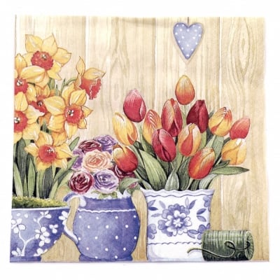 Салфетка ti-flair 33x33см трипластова Macetas con Flores Primavera -1 брой