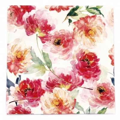 Салфетка ti-flair 33x33см трипластова Summer Roses white -1 брой