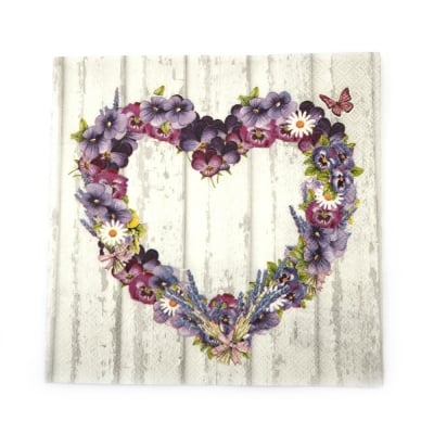 Салфетка за декупаж Ambiente 33x33 см трипластова Purple Heart -1 брой