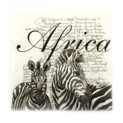 Салфетка за декупаж Ambiente 33x33 см трипластова Africa white -1 брой