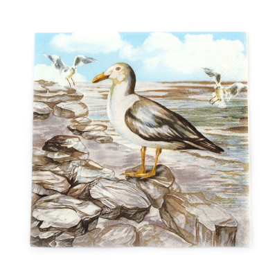 Салфетка за декупаж Ambiente 33x33 см трипластова Seagull on the Shore -1 брой