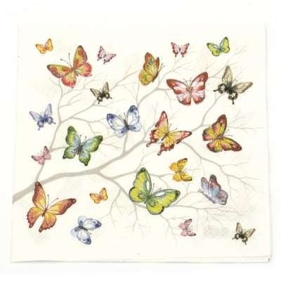 Салфетка за декупаж Ambiente 33x33 см трипластова Colourful Butterflies -1 брой