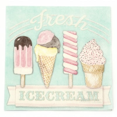 Салфетка за декупаж Ambiente 33x33 см трипластова Fresh Icecream -1 брой