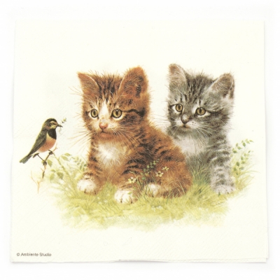 Салфетка за декупаж Ambiente 33x33 см трипластова Kitten Friend -1 брой