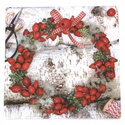 Салфетка ti-flair 33x33 см трипластова  Wreath of Rose Hips  -1 брой