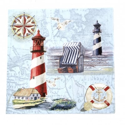 Салфетка ti-flair 33x33 см трипластова  Nautical Chart and Icons  -1 брой