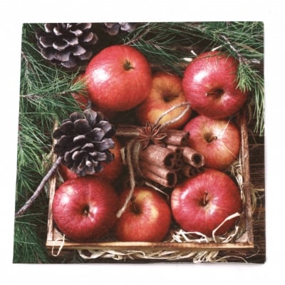 Салфетка ti-flair 33x33 см трипластова  Red Apples in Wooden Box  -1 брой