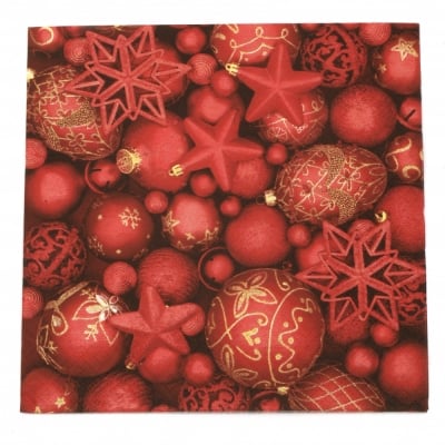 Салфетка ti-flair 33x33 см трипластова  Bolas Rojas de Navidad  -1 брой