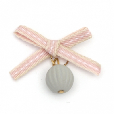 Текстилен елемент за декорация панделка с манисто 30x30 мм цвят розов, сив -5 броя