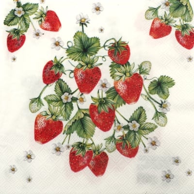 Салфетка за декупаж Ambiente 33x33 см трипластова Bunch of strawberries -1 брой