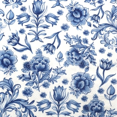 Салфетка за декупаж Ambiente 33x33 см трипластова Delft Blue flowers -1 брой