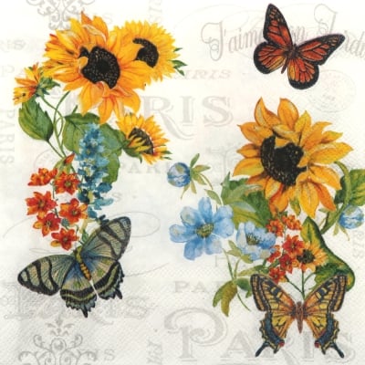 Салфетка за декупаж Ambiente 33x33 см трипластова charming sunflowers -1 брой