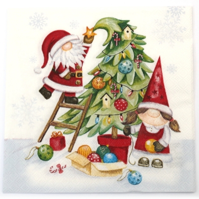 Салфетка за декупаж Ambiente 33x33 см трипластова Gonks decorating tree -1 брой