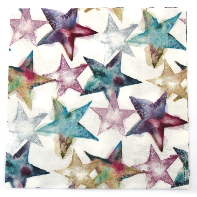 Салфетка за декупаж Ambiente 33x33 см трипластова Watercolour stars -1 брой