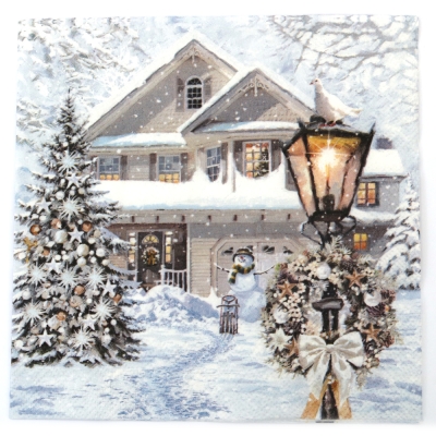 Салфетка за декупаж Ambiente 33x33 см трипластова Christmas house -1 брой