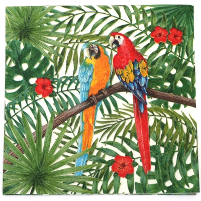 Салфетка за декупаж Ambiente 33x33 см трипластова Parrots -1 брой