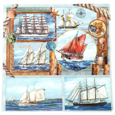 Салфетка за декупаж Ambiente 33x33 см трипластова Sail away -1 брой