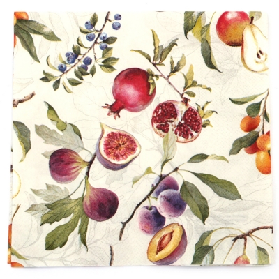 Салфетка за декупаж Ambiente 33x33 см трипластова Various fruits -1 брой