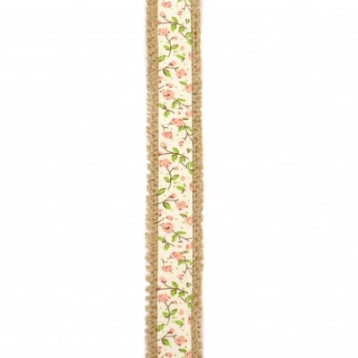 Основа за апликация лента зебло с текстилна лента 2.5x200 см цветя