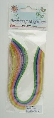 Ленти за квилинг (хартия 130 гр) 2мм/ 35см -10 пастелни цвята - 100бр