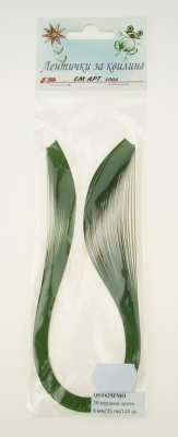 Ленти за квилинг перлени (хартия 120 гр) 6 мм/ 35 см Fabriano, Mojito, цвят зелен -50 бр
