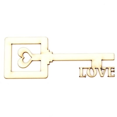 Ключ от бирен картон с надпис "Love" 100x40x1 мм -2 броя