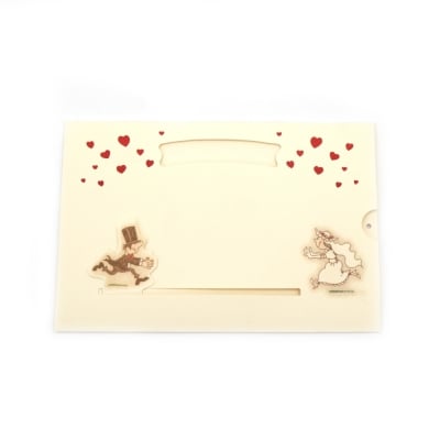 Картичка/покана сватбена 11.5x17 см бягащ младоженец