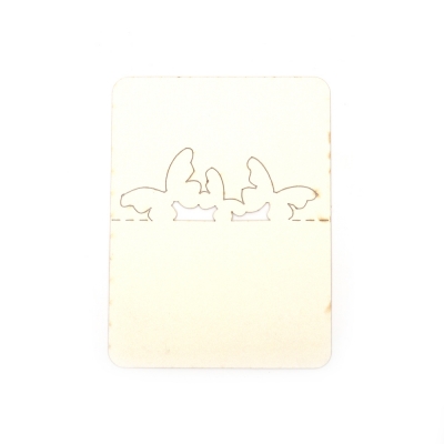 Табелка за маса/тейбъл картичка от перлен картон пеперуди 100x100 мм цвят екрю