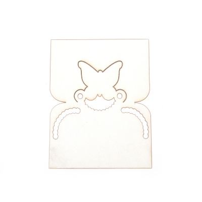 Табелка за маса/тейбъл картичка от перлен картон пеперуда 110x100 мм цвят бял