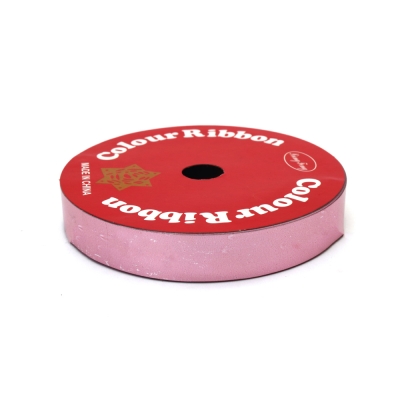 Лента панделка за цветя и опаковки 16 мм метализирана цвят розов ~9 метра