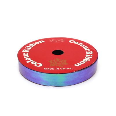 Лента панделка за цветя и опаковки 16 мм цвят лилав дъга ~9 метра