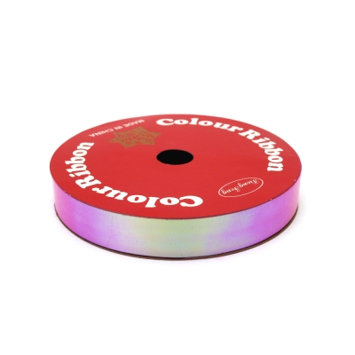 Лента панделка за цветя и опаковки 16 мм цвят циклама дъга ~9 метра