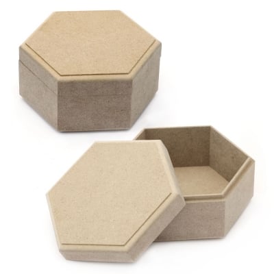 Кутия MDF за декорация шестоъгълна 13.5x13.5x7 см