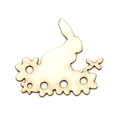 Заек със цветя от бирен картон 45x50x1 мм -2 броя