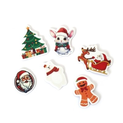 Самозалепващи коледни фигурки от фоам /EVA материал/ 32~54x32~50x2.5 мм ~13-15 броя
