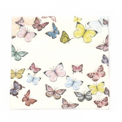 Салфетка за декупаж Ambiente 33x33 см трипластова BUTTERFLY WHITE -1 брой