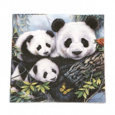 Салфетка за декупаж Ambiente 33x33 см трипластова PANDA -1 брой