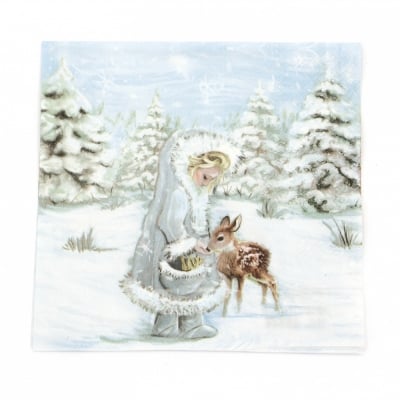 Салфетка за декупаж Ambiente 33x33 см трипластова FEEDING DEER -1 брой