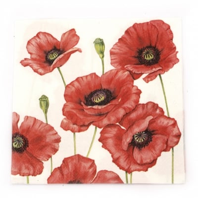 Салфетка за декупаж Ambiente 33x33 см трипластова Romantic Poppy-1 брой