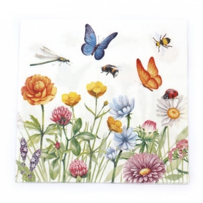 Салфетка за декупаж Ambiente 33x33 см трипластова Butterfly Meadow-1 брой