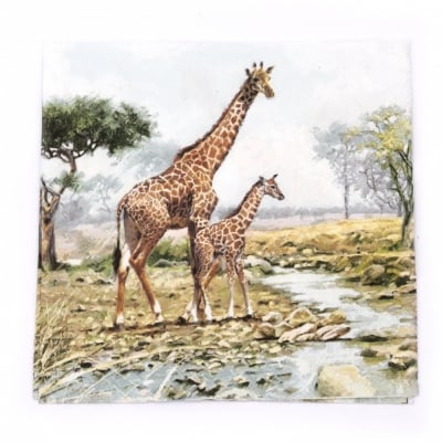 Салфетка за декупаж Ambiente 33x33 см трипластова Giraffes-1 брой