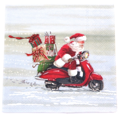 Салфетка за декупаж Ambiente 33x33 см трипластова Lightning fast santa -1 брой