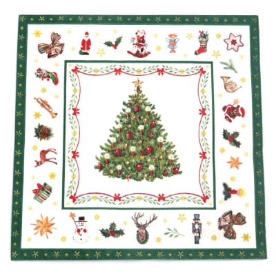 Салфетка за декупаж Ambiente 33x33 см трипластова Christmas evergreen white  -1 брой