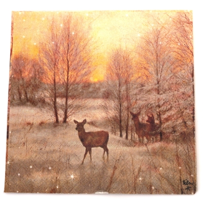 Салфетка за декупаж Ambiente 33x33 см трипластова Deer At Sunset -1 брой