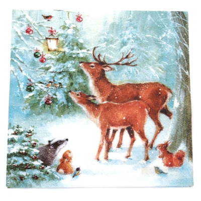 Салфетка за декупаж Ambiente 33x33 см трипластова Forest celebration -1 брой